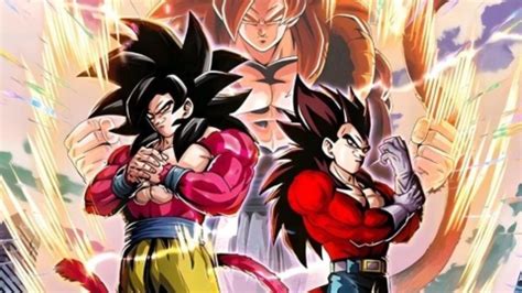Ilustración de Super Saiyan 4 Goku y Vegeta luchando juntos