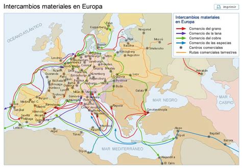 Mapa de las rutas comerciales de la barrilla desde Canarias a Europa