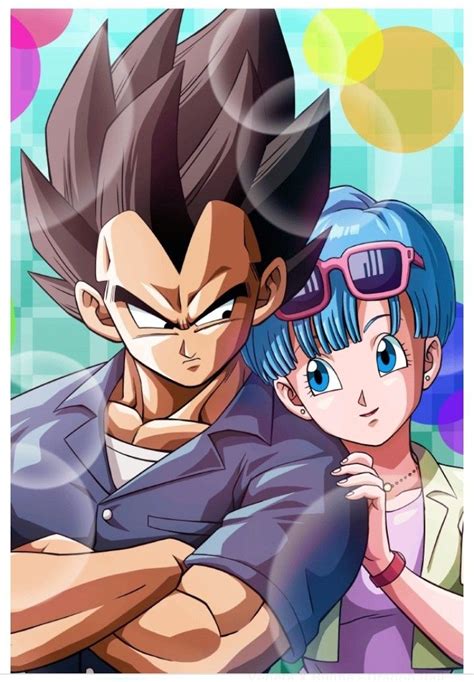Pareja de Vegeta y Bulma sonriendo
