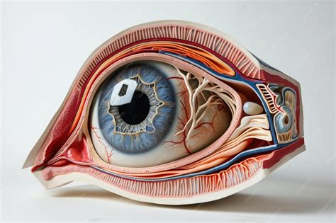 Diagrama del ojo humano mostrando la colocación correcta de un lente de contacto