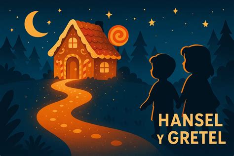 Ilustración de Hansel y Gretel cruzando un río con ayuda de un pato