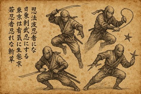 Ilustración de un ninja de Sanpei Shirato