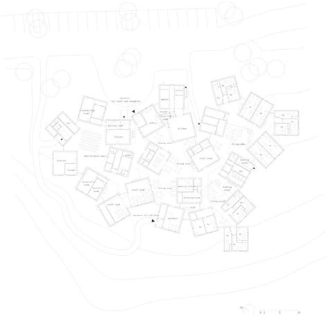 Plano del centro de rehabilitación psiquiátrica para niños de Sou Fujimoto en Hokkaido
