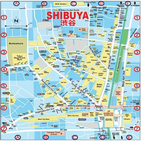 Mapa de Shibuya con puntos de interés del incidente