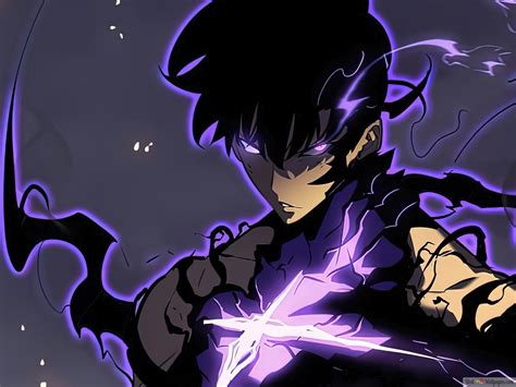 Ilustración de Sung Jin-woo en su forma de Shadow Monarch