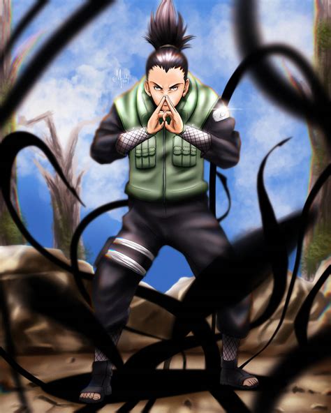 Shikamaru usando su Jutsu de Posesión de Sombra