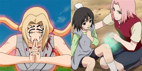 Tsunade aplicando ninjutsu médico