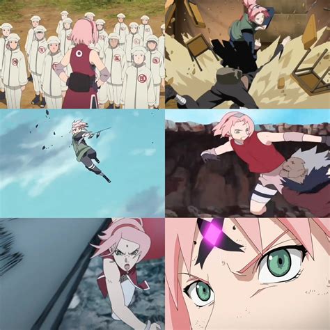 Tsunade en combate con su fuerza física