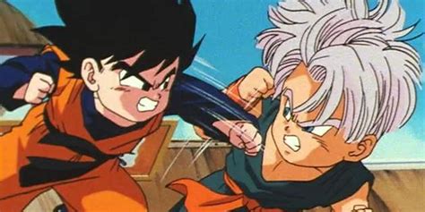 Ilustración de Goten y Trunks peleando.