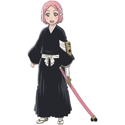 Yachiru Kusajishi de Bleach con su característico cabello rosa