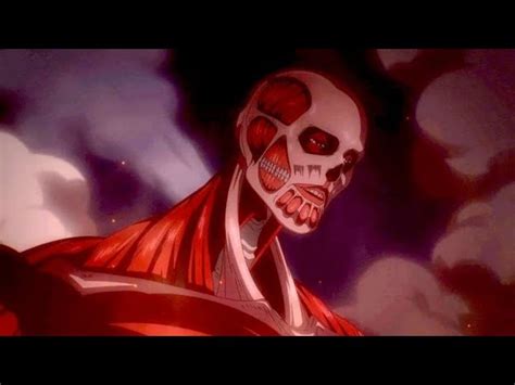 Armin transformado en el Titán Colosal enfrentando a Eren