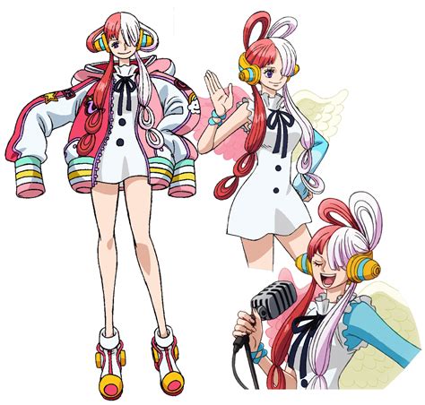 Ilustración de Uta, la cantante de One Piece Film: Red, con su característico cabello bicolor y atuendo llamativo.