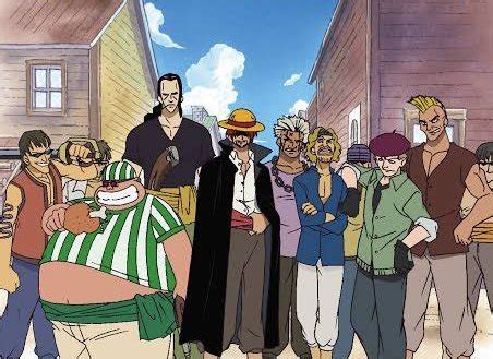 Escena de la infancia de Uta siendo cuidada por los Piratas Pelirrojos, incluyendo a Shanks.