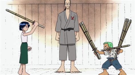 Zoro niño entrenando con Kuina