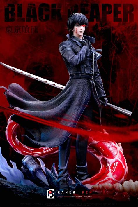 Ilustración de Ken Kaneki como Black Reaper, mostrando su nuevo atuendo y expresión