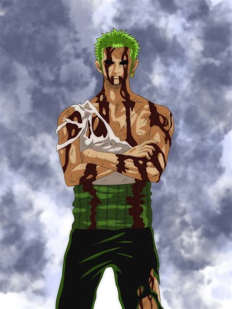 Zoro recibiendo el dolor de Luffy