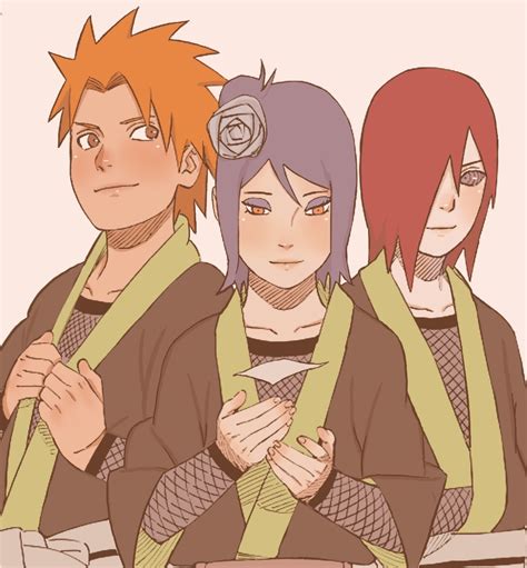 Nagato, Konan y Yahiko con los niños