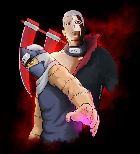 Hidan atacando a Naruto