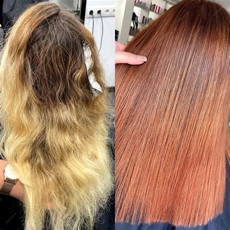 Comparativa de tonos de cabello antes y después del tóner