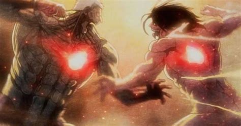Escena de batalla entre Eren y Reiner