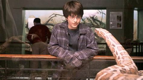 Harry Potter hablando con una serpiente