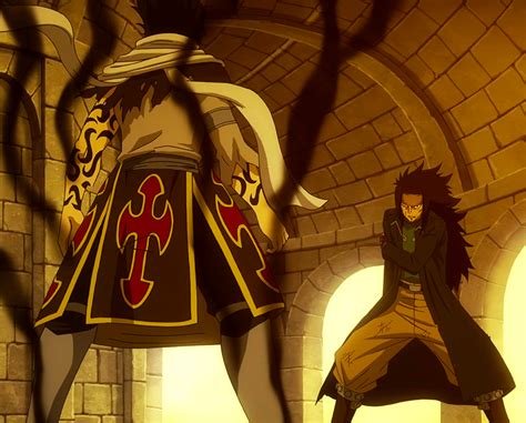Gajeel Redfox atacando a Rogue Cheney