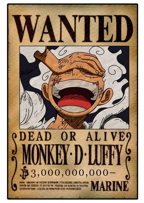 Ejemplo de póster de recompensa de One Piece