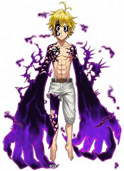 Meliodas en su forma demoníaca con la marca característica en su frente.