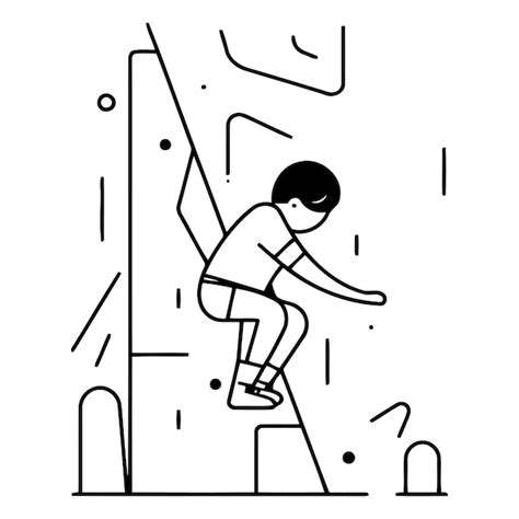 Ilustración de un estudiante escalando una pared con una manguera