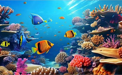 Acuario marino 3D con peces de coral animados