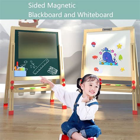 Pizarra de doble cara para niños con accesorios educativos