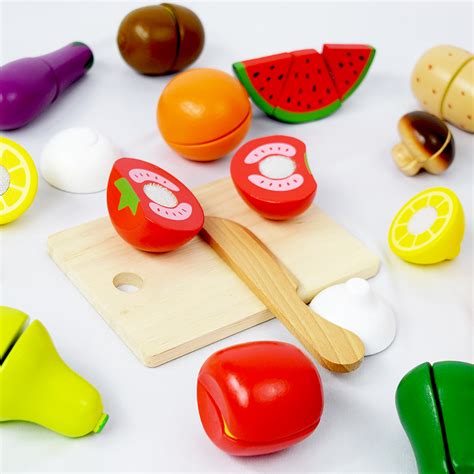 Set de frutas y verduras de madera para juego de imitación