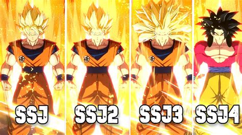 Comparativa de transformaciones Saiyan: SSJ1, SSJ2, SSJ3, SSJ4