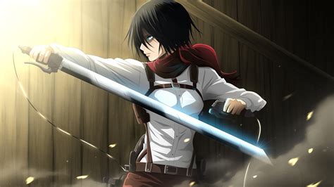 Mikasa Ackerman en posición de combate