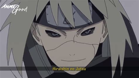 Minato Namikaze utilizando el Hiraishin no Jutsu con Kunais