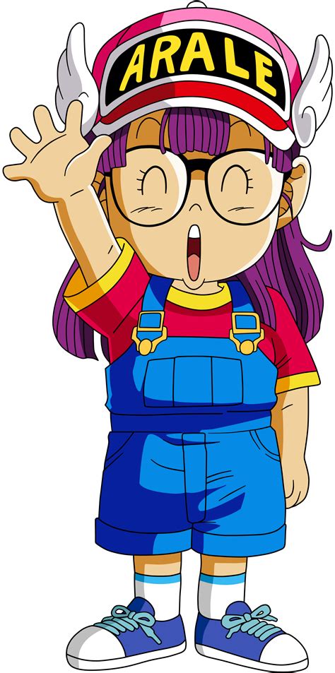 Arale de Dr. Slump saludando