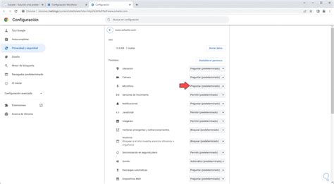 Captura de pantalla de configuración de micrófono en Google Chrome