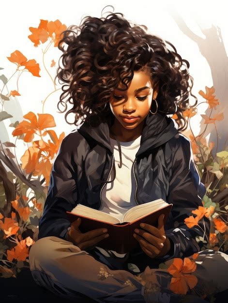 Chica negra leyendo un webtoon