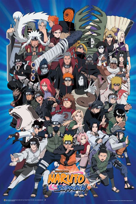 Ilustración de Naruto Shippuden con varios personajes clave