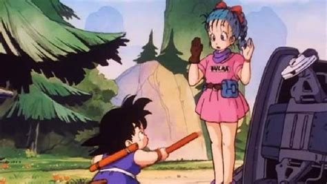 Bulma y Goku en su primer encuentro