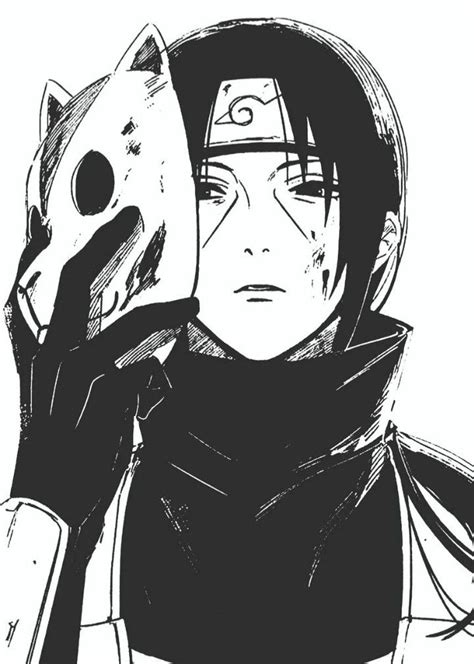 Ilustración detallada de Itachi Uchiha en estilo manga