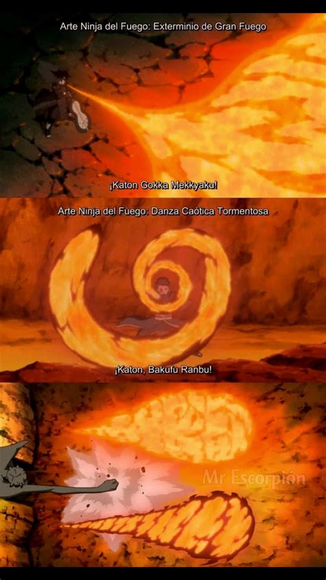 Ilustración de un ninja utilizando jutsus de Elemento Fuego