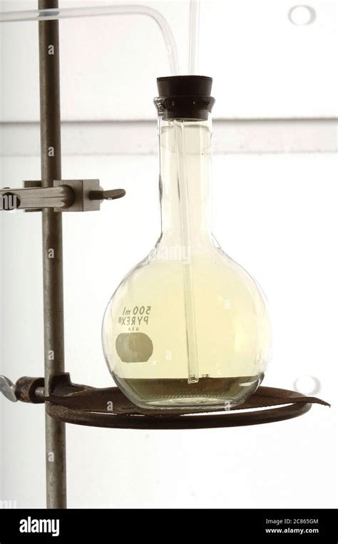 Imagen de un matraz con gas cloro