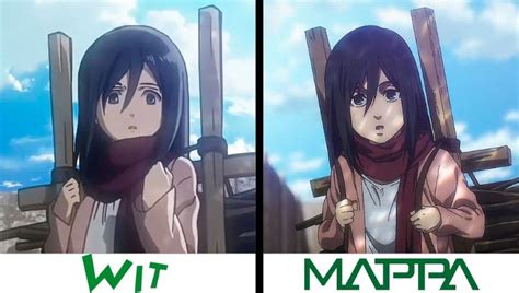 Comparativa visual del estilo de animación de Wit Studio y MAPPA en Shingeki no Kyojin