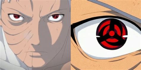 Obito activando su Mangekyo Sharingan.