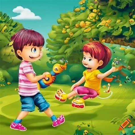 Niños Uchiha jugando en un jardín