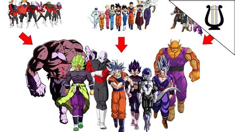 Mapa conceptual de los 12 universos de Dragon Ball y sus dioses