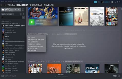 Interfaz de Steam con opciones de propiedades del juego