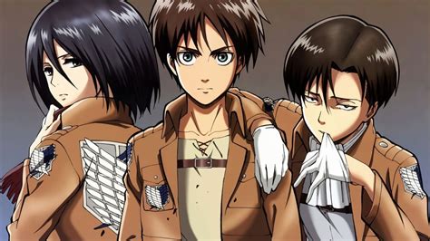 Personajes principales de Shingeki no Kyojin: Eren, Mikasa y Armin