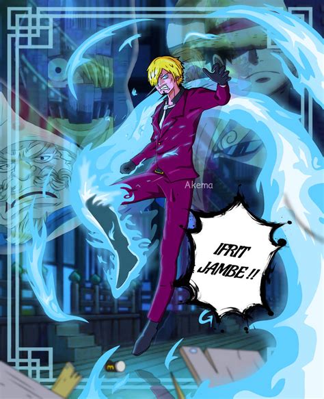 Diagrama mostrando las técnicas de Sanji: Diable Jambe e Ifrit Jambe